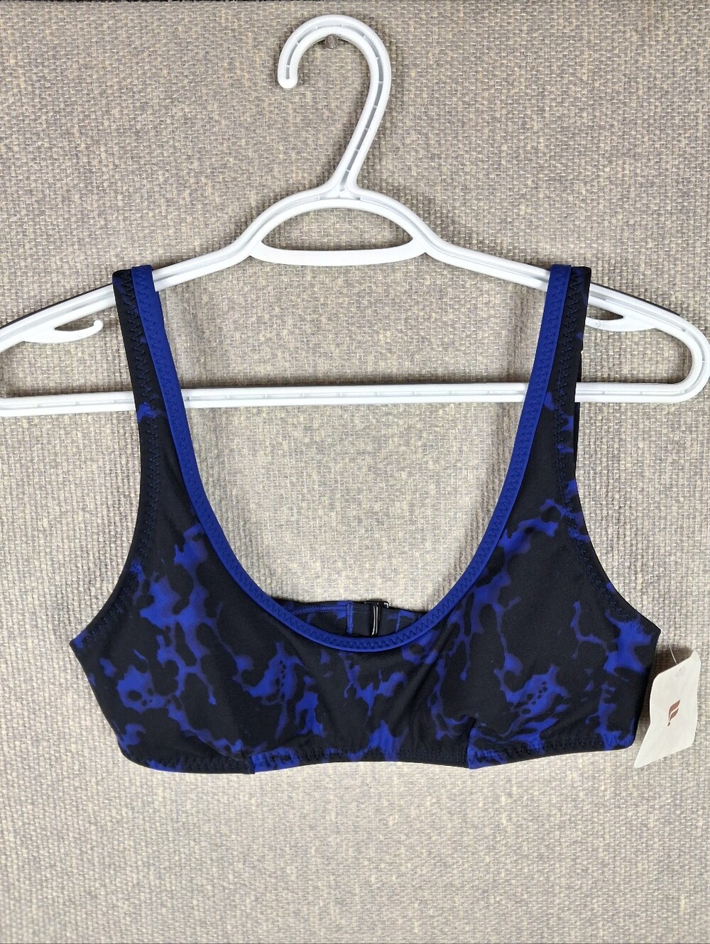 Fabletics Sunset Scoop Swim Top Size Small Admiral Blue Tortoise Dye Beachwear